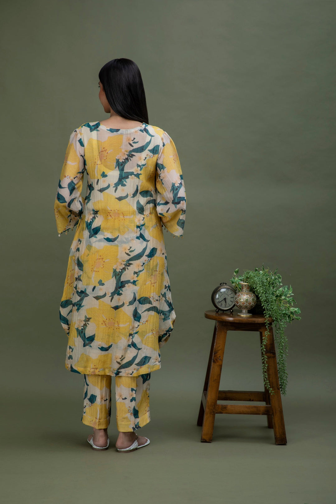 Yellow Printed Chanderi Coord Set