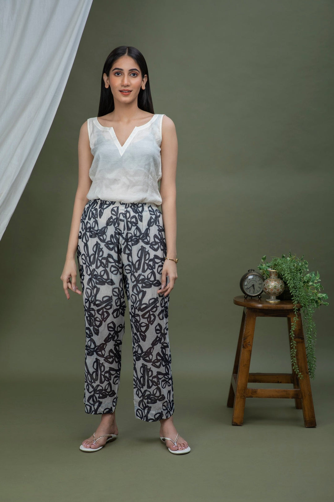 Black & White Printed Chanderi Coord Set