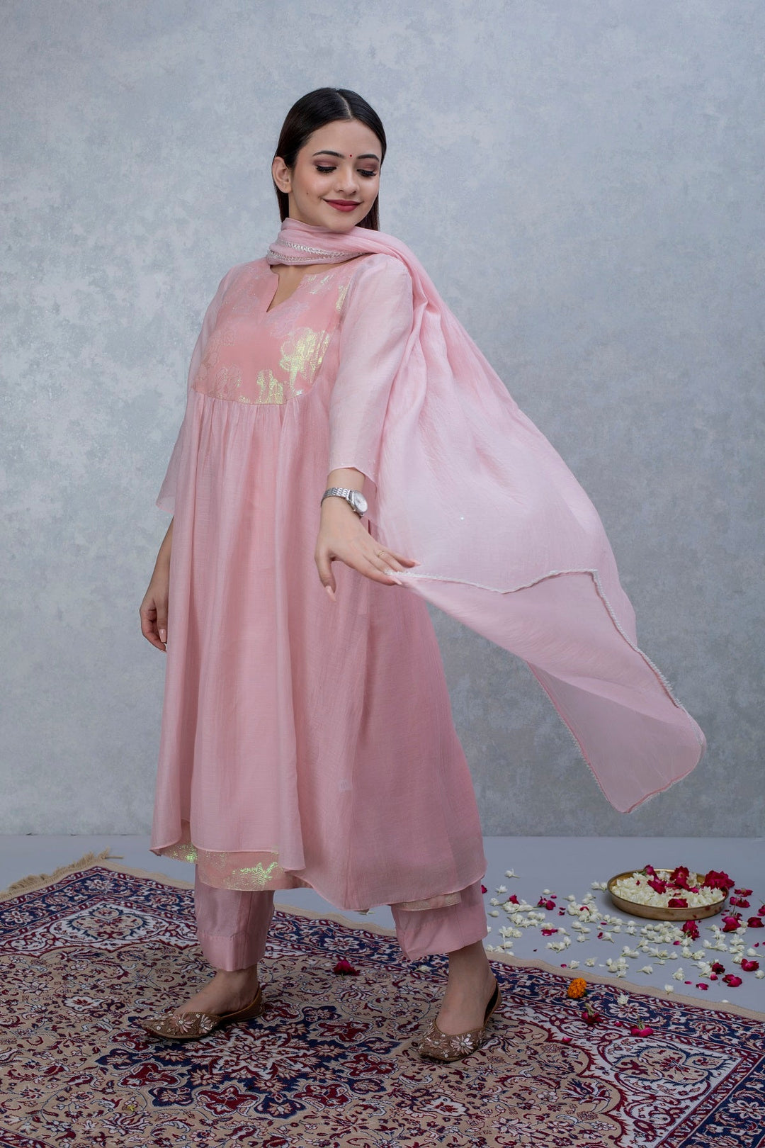 Pink Patch Chanderi Suit Set