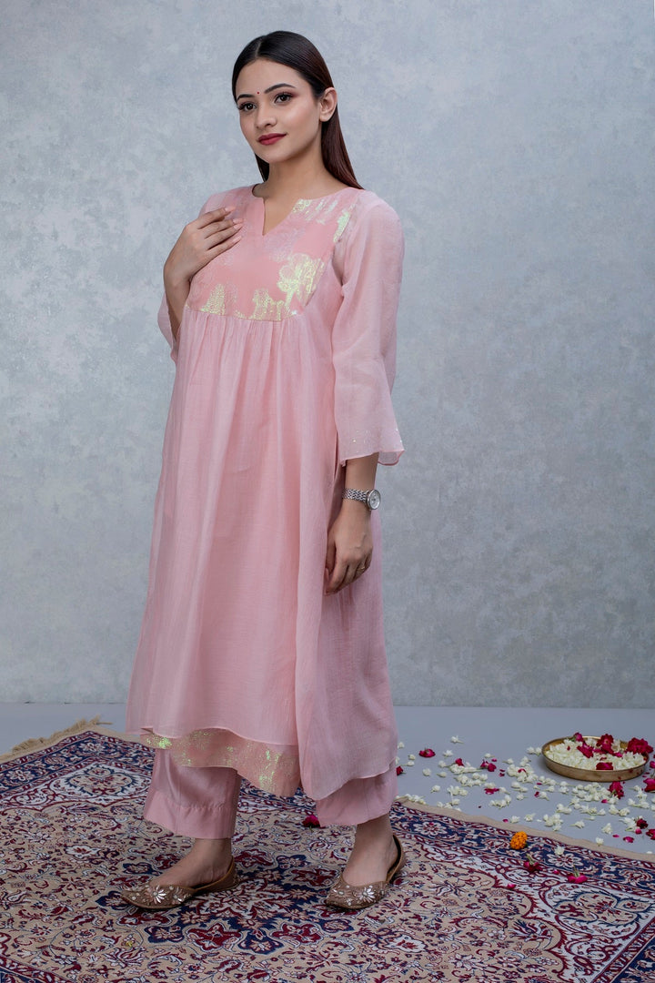 Pink Patch Chanderi Suit Set