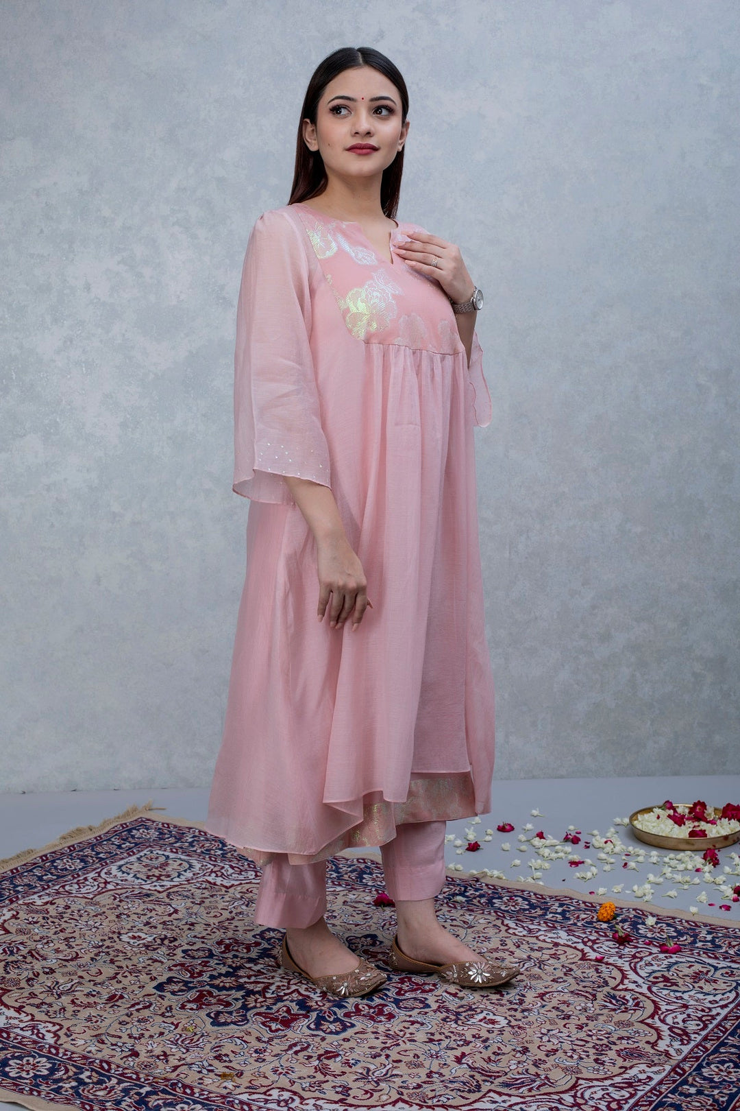 Pink Patch Chanderi Suit Set