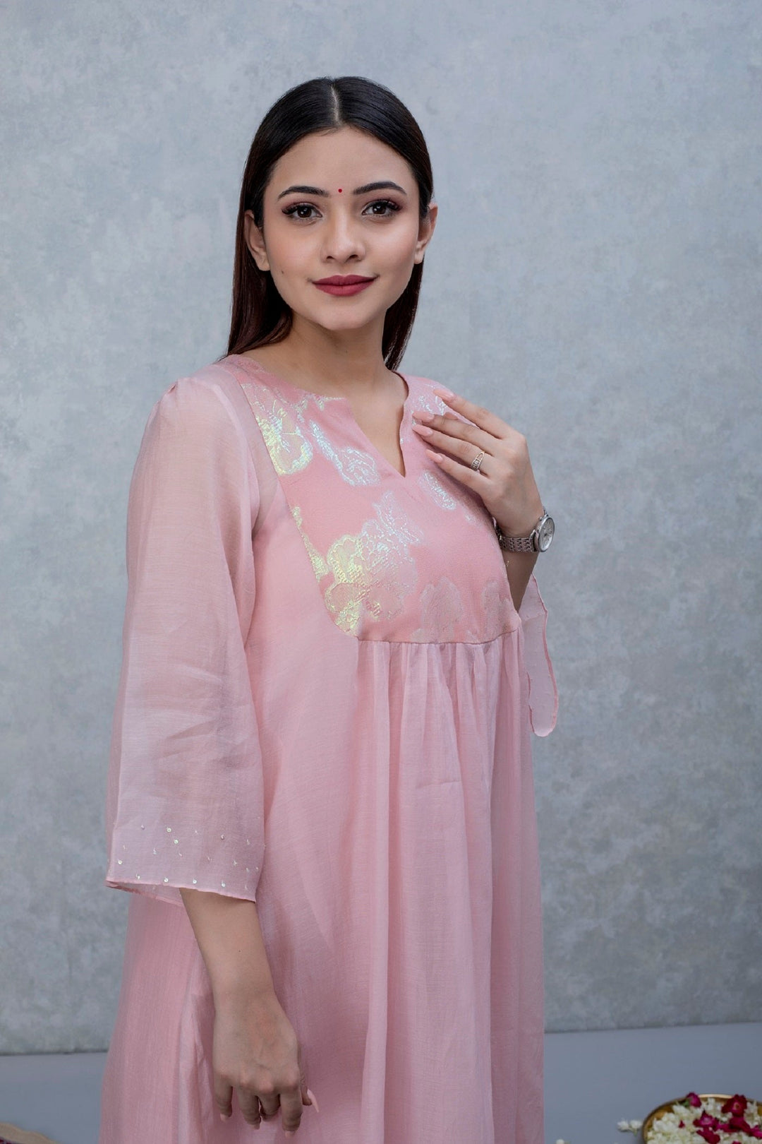 Pink Patch Chanderi Suit Set