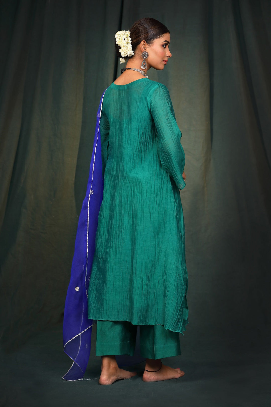 Green Gota Suit Set with Organza Dupatta - Set of 3