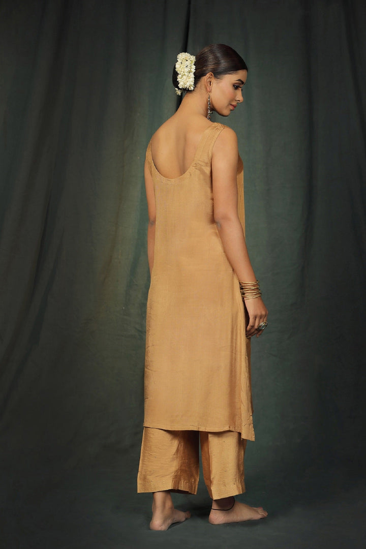 Raw Golden Silk Tissue Suit Set