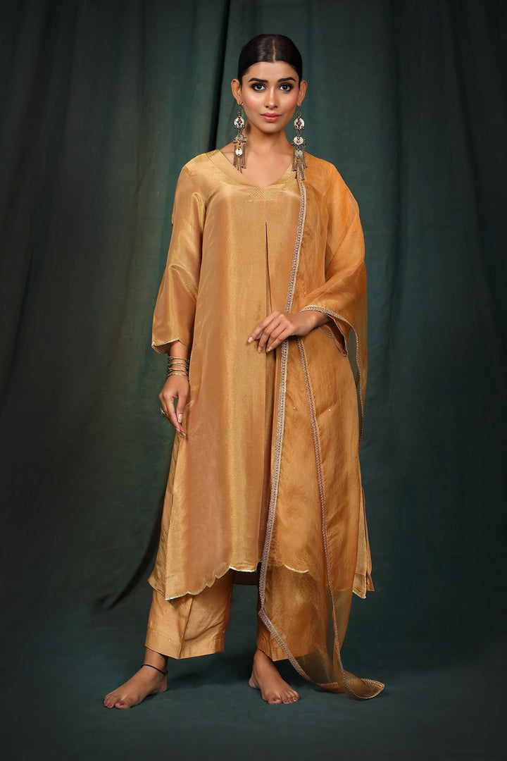 Raw Golden Silk Tissue Suit Set