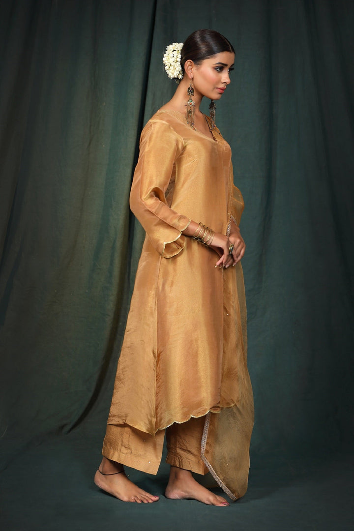 Raw Golden Silk Tissue Suit Set