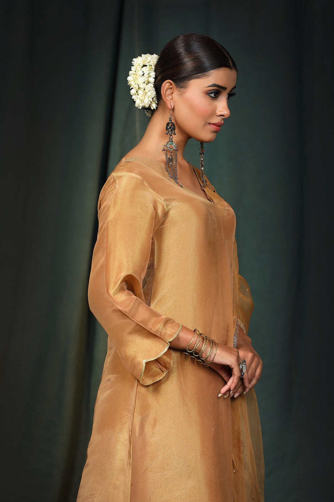 Raw Golden Silk Tissue Suit Set