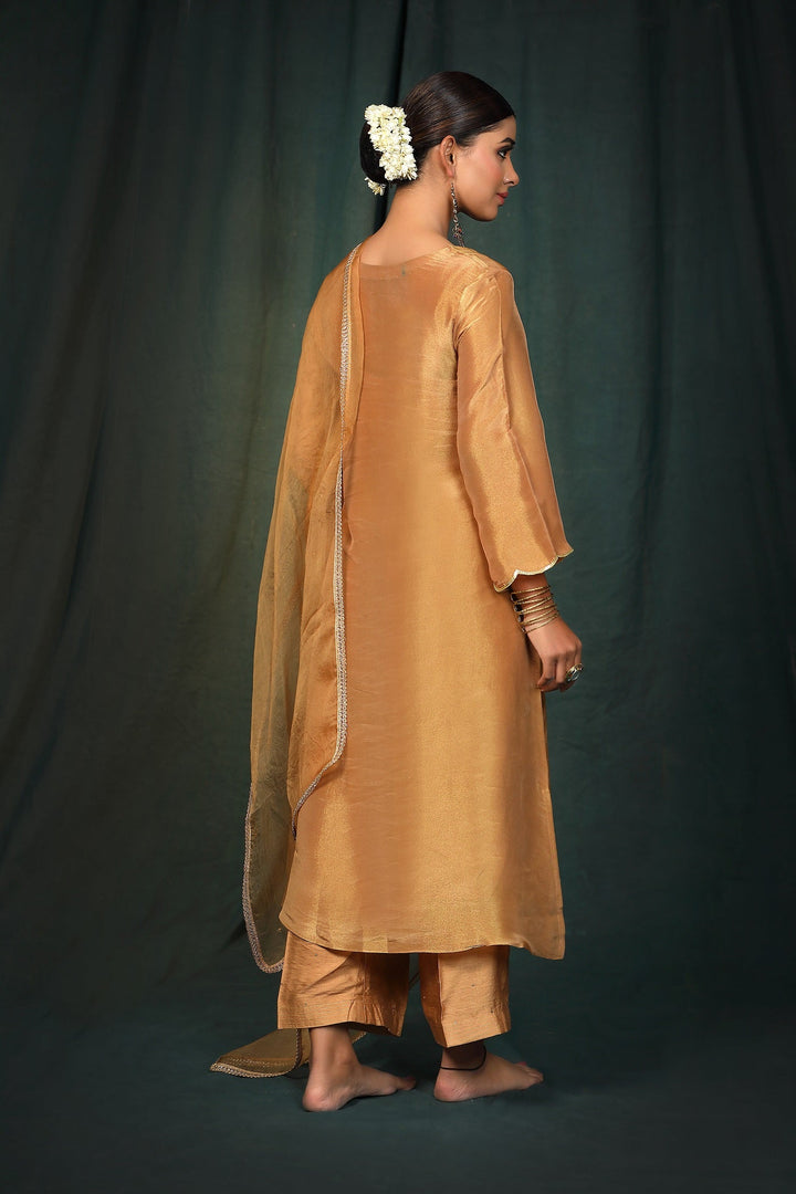 Raw Golden Silk Tissue Suit Set