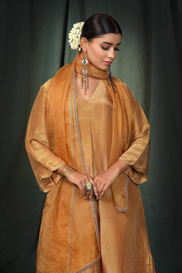 Raw Golden Silk Tissue Suit Set