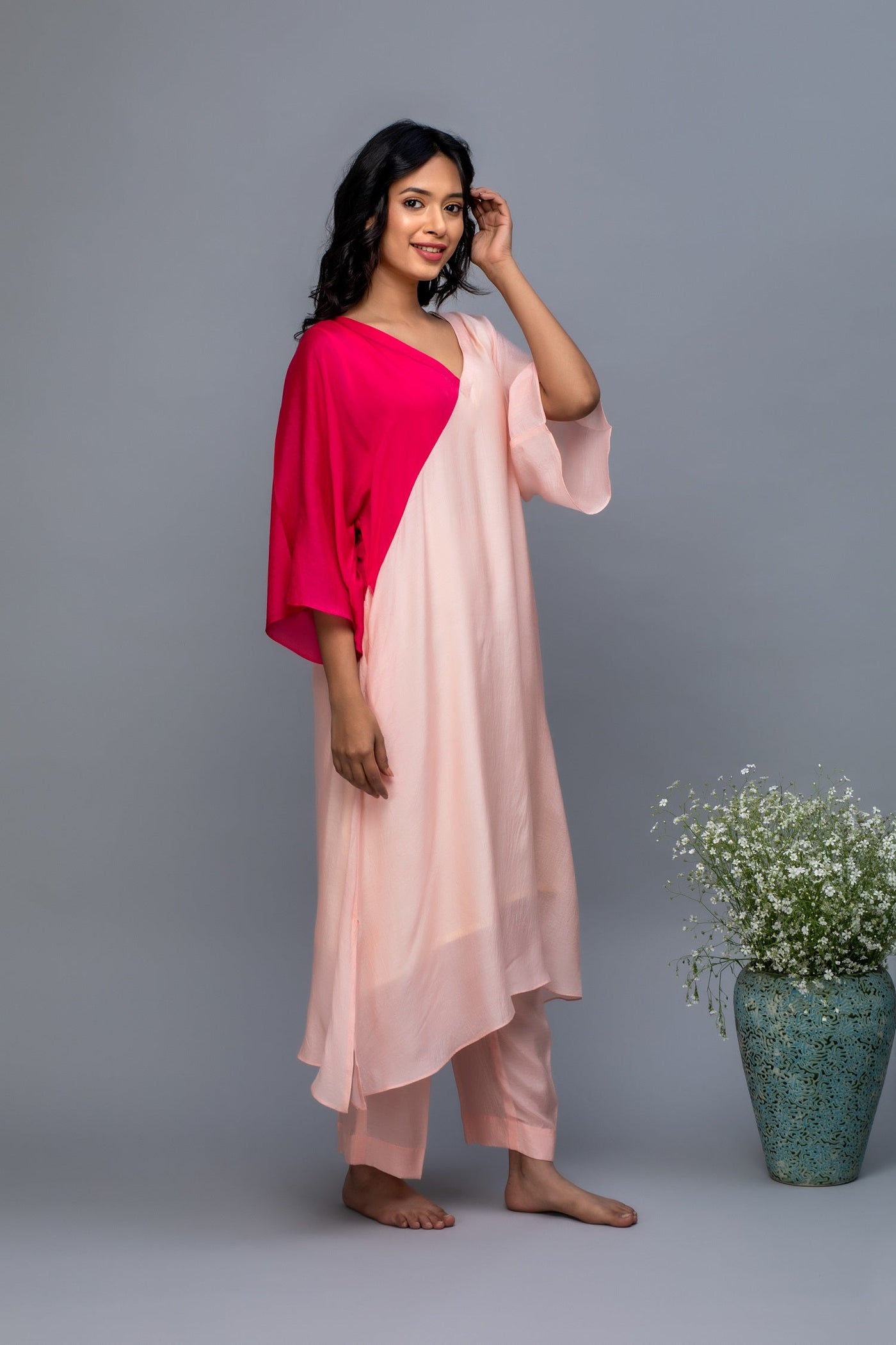 Peach Pink Kaftan set