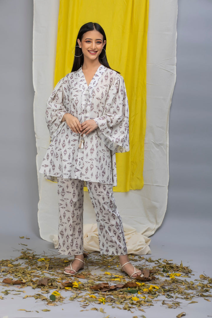 Snow White Printed Cotton Coord Set