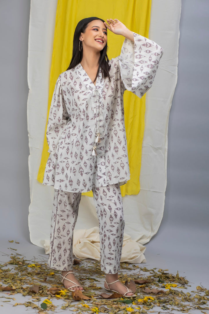 Snow White Printed Cotton Coord Set