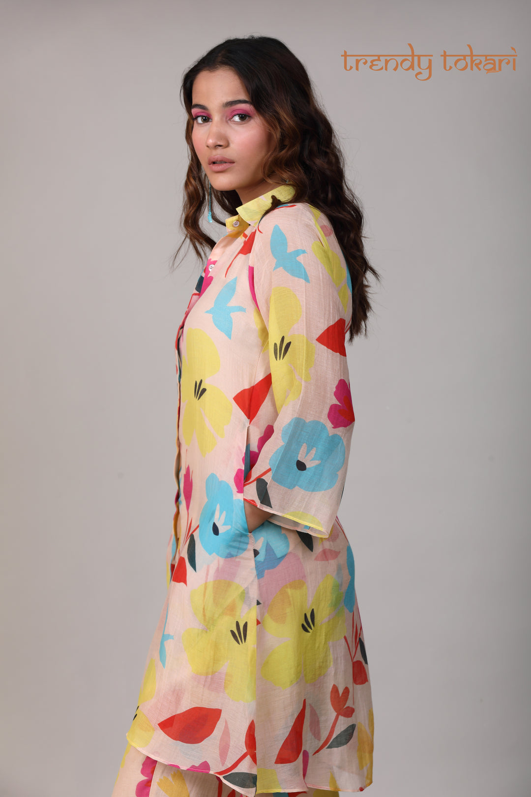 Multicolored Printed Chanderi Coord Set