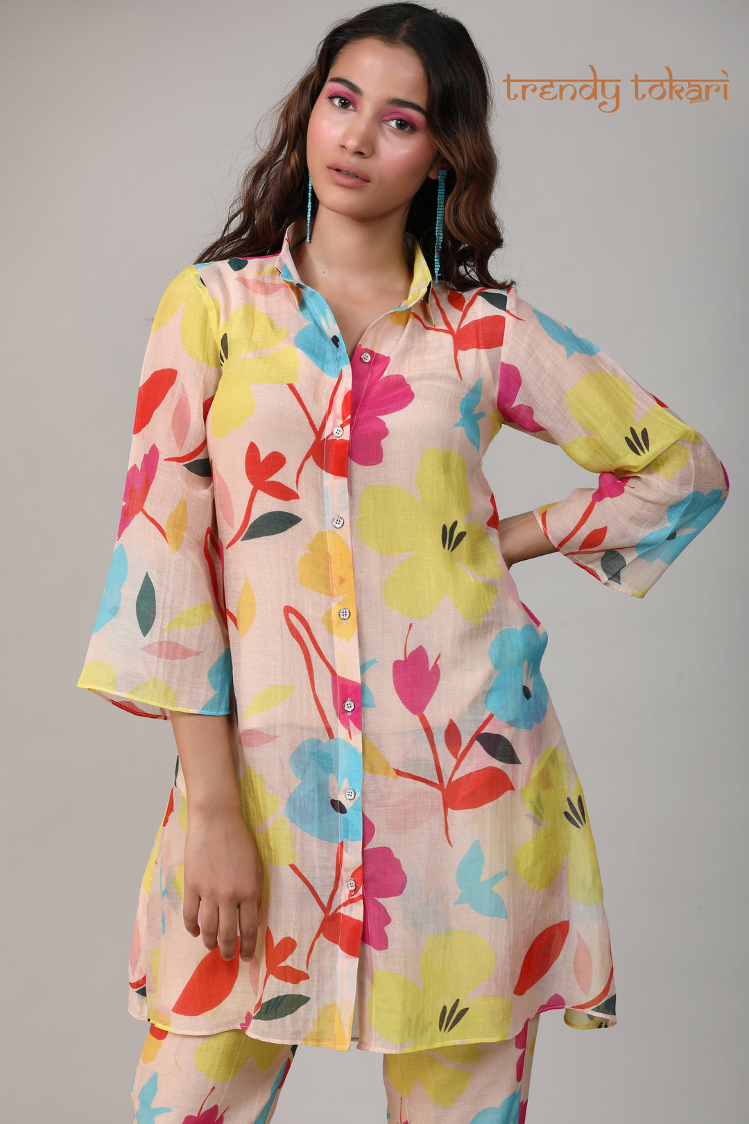 Multicolored Printed Chanderi Coord Set